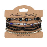 Bohemian Eye Pattern Rice Beads Multi layered Bracelet