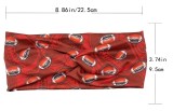 Cross sport headband with rugby printed elastic headband, fashionable wide edge knotting, sweat wicking headband