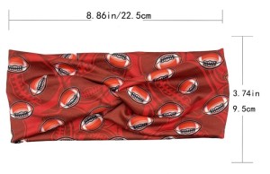 Cross sport headband with rugby printed elastic headband, fashionable wide edge knotting, sweat wicking headband