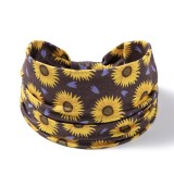 Fashionable headband with sunflower pattern printed elastic headband, running sweat absorbing yoga headband hair accessories