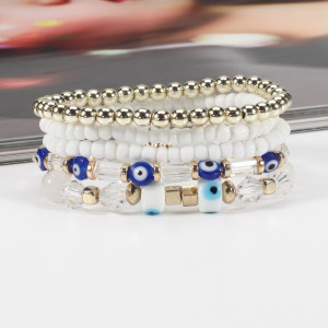 Bohemian Eye Pattern Rice Beads Multi layered Bracelet