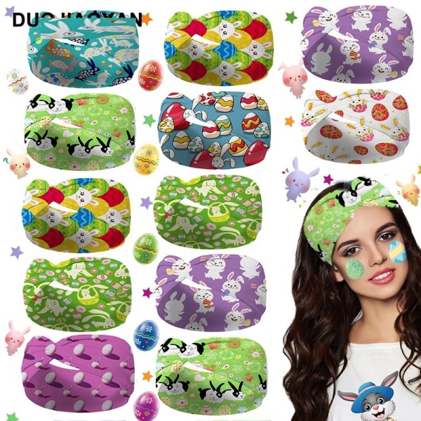 Easter Headband Cute Bunny Cross Headband Printed Knot Elastic Headband