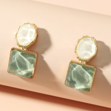 Resin diamond square water ripple earrings