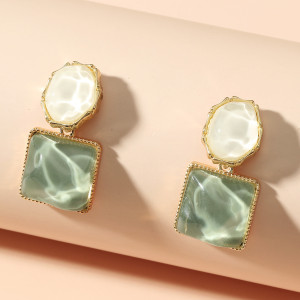 Resin diamond square water ripple earrings
