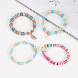Love Leaf Pendant Bracelet Pearl Accessories Bracelet Glass Beads Multi layered Bracelet