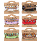 Bohemian Eye Pattern Rice Beads Multi layered Bracelet