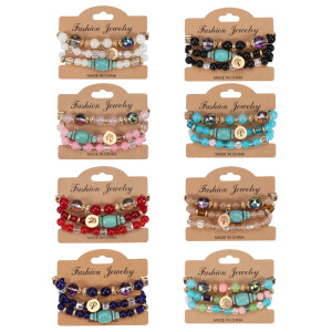 Bohemian Tree of Life Multi layered Glass Bead Turquoise Bracelet