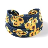 Fashionable headband with sunflower pattern printed elastic headband, running sweat absorbing yoga headband hair accessories