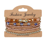 Bohemian Eye Pattern Rice Beads Multi layered Bracelet