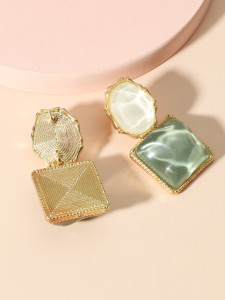 Resin diamond square water ripple earrings