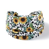 Fashionable headband with sunflower pattern printed elastic headband, running sweat absorbing yoga headband hair accessories