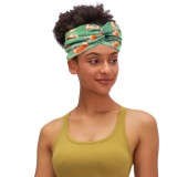 Cross sport headband with rugby printed elastic headband, fashionable wide edge knotting, sweat wicking headband