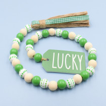 St. Patrick's Day Irish Festival Sesame Rope Tassel Beads Clover Colored Wood Beads Sesame Rope Festival Decoration