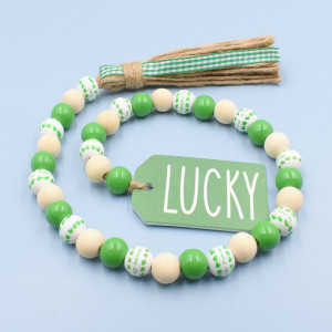 St. Patrick's Day Irish Festival Sesame Rope Tassel Beads Clover Colored Wood Beads Sesame Rope Festival Decoration