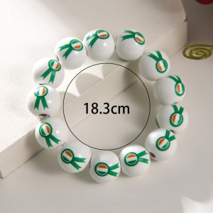 St. Patrick's Day Wooden Beads Irish Day Green Hat Clover Lucky Bracelet