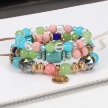 Bohemian Tree of Life Multi layered Glass Bead Turquoise Bracelet