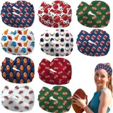 Cross sport headband with rugby printed elastic headband, fashionable wide edge knotting, sweat wicking headband