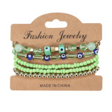 Bohemian Eye Pattern Rice Beads Multi layered Bracelet