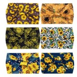 Fashionable headband with sunflower pattern printed elastic headband, running sweat absorbing yoga headband hair accessories