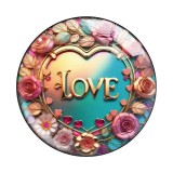20MM love  Valentine's Day pattern  Print glass snap button charms
