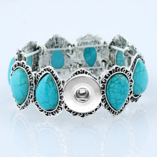 20MM elastic peach heart turquoise bracelet  Snaps button jewelry wholesale