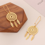 stainless steel love Leaf Dream Catcher earrings