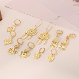stainless steel love Leaf Dream Catcher earrings