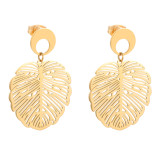 stainless steel love Leaf  earrings