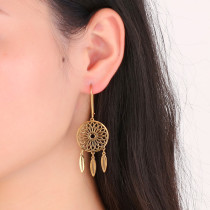 stainless steel love Leaf Dream Catcher earrings