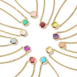 12 Birthstone Necklace Stainless Steel Necklace Crystal Pendant Necklace