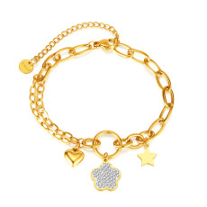 Stainless steel Love flowers bracelet
