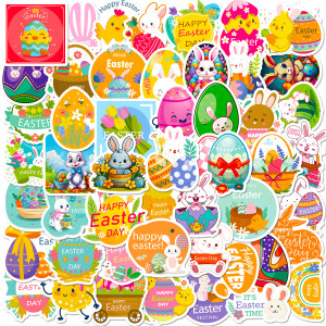 50 Easter stickers decorating Easter bunny egg windows with cartoon waterproof stickers