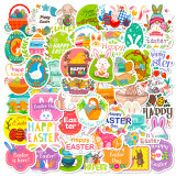 50 Easter stickers decorating Easter bunny egg windows with cartoon waterproof stickers