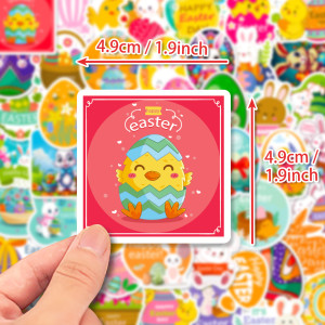 50 Easter stickers decorating Easter bunny egg windows with cartoon waterproof stickers