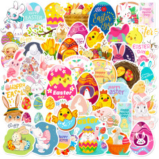 50 Easter stickers decorating Easter bunny egg windows with cartoon waterproof stickers