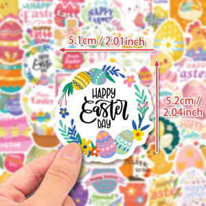 50 Easter stickers decorating Easter bunny egg windows with cartoon waterproof stickers
