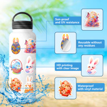50 Easter stickers decorating Easter bunny egg windows with cartoon waterproof stickers