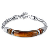 Stainless steel natural stone bracelet