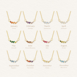 12 Birthstone Necklace Stainless Steel Necklace Crystal Pendant Necklace