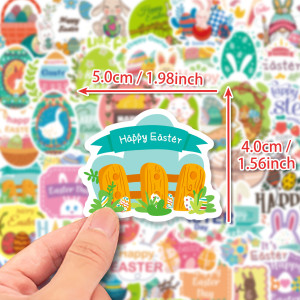 50 Easter stickers decorating Easter bunny egg windows with cartoon waterproof stickers