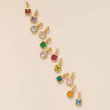 Stainless steel colored 12 birthstone square zircon pendant