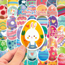 50 Easter stickers decorating Easter bunny egg windows with cartoon waterproof stickers