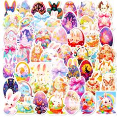 50 Easter stickers decorating Easter bunny egg windows with cartoon waterproof stickers