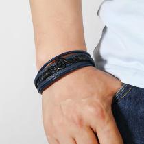21.5CM music symbol minimalist leather multi-layer magnetic buckle bracelet