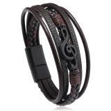 21.5CM music symbol minimalist leather multi-layer magnetic buckle bracelet