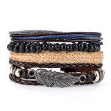 18cm minimalist women's hand woven bracelet men's cowhide bracelet