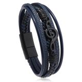 21.5CM music symbol minimalist leather multi-layer magnetic buckle bracelet