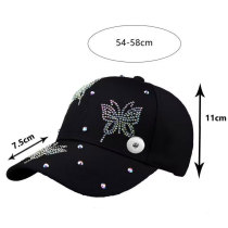Fashionable duckbill cap, rhinestone baseball cap, summer casual versatile sun shading and sun protection hat suitable for 20MM  Snaps button jewelry wholesale