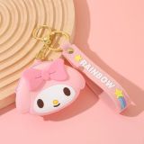 Sanrio KT Cat Zero Wallet Keychain Student Cartoon Animal Silicone Earphone Bag Cute Bag Pendant
