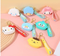Sanrio KT Cat Zero Wallet Keychain Student Cartoon Animal Silicone Earphone Bag Cute Bag Pendant